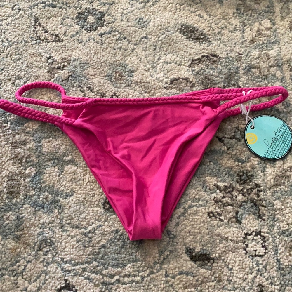 Frankies Bikinis pink braided Mimi bottom medium